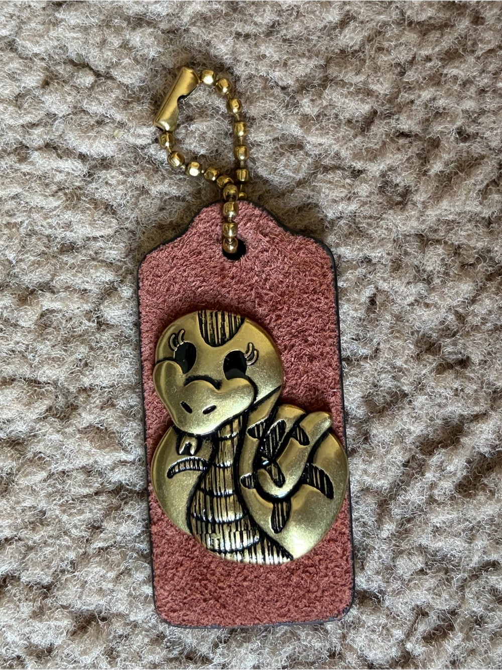 Coach Custom Hang Tag Clay Suede With Snake